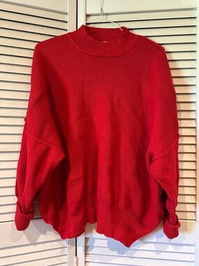Zenana Outfitters Red Mock Neck Oversized Sweater